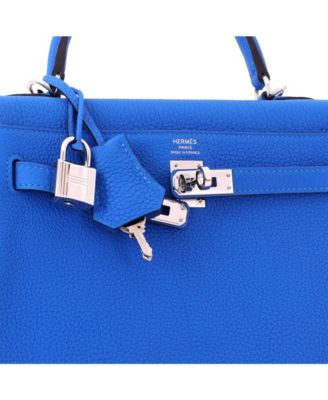 Kelly 25 Handbag Blue Togo with Palladium Hardware