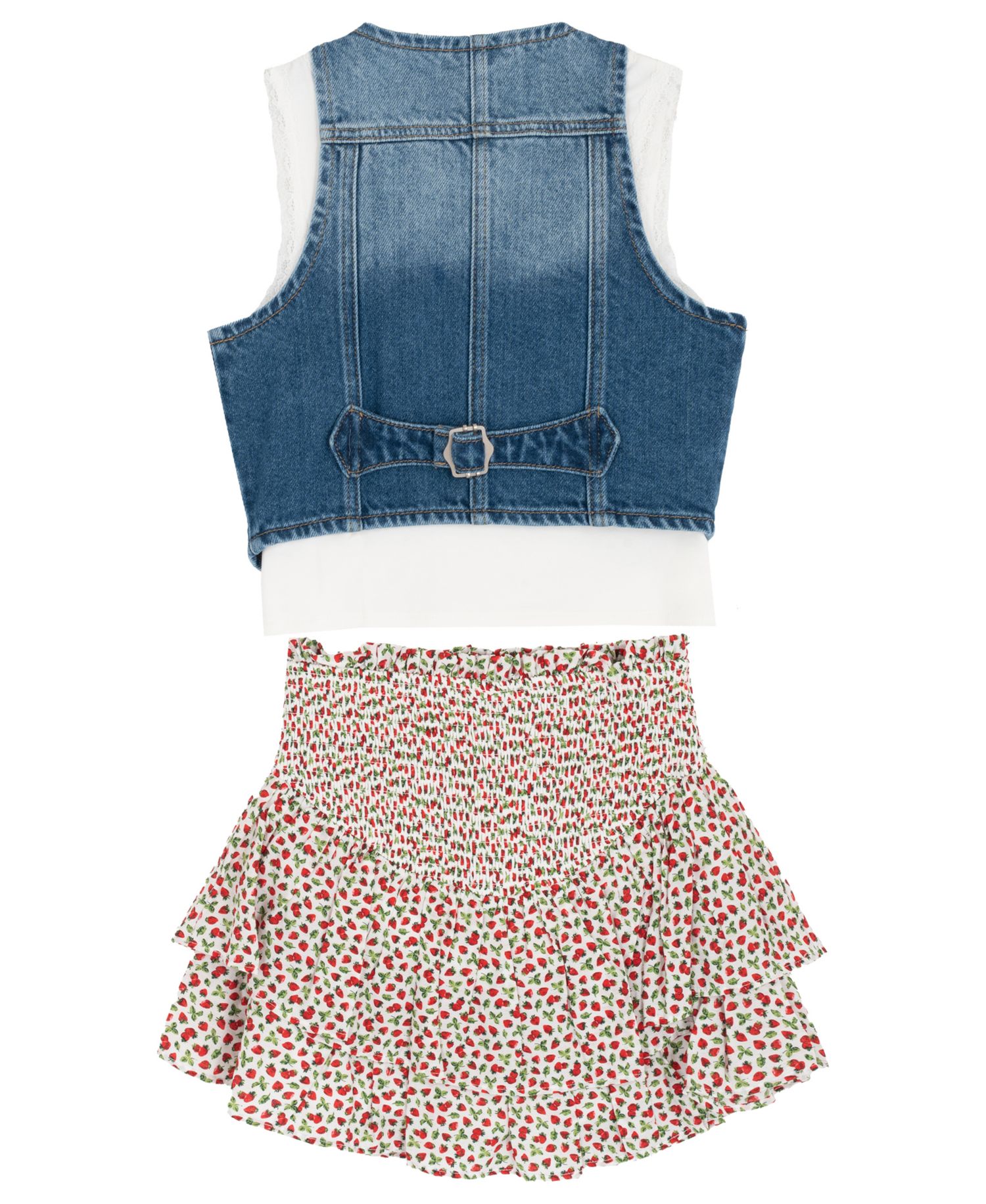Girls' 7-12 Denim Vest, Cami and Skort, 3-Piece Set