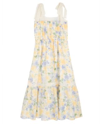 Girls' 7-16 Floral Crochet Lace Trim Maxi Dress