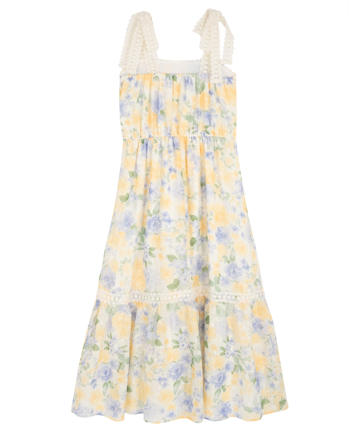 Rare Editions Girls' 7-16 Floral Crochet Lace Trim Maxi Dress