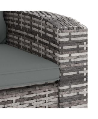 Patio Reclining Chair with Cushions Gray Poly Rattan