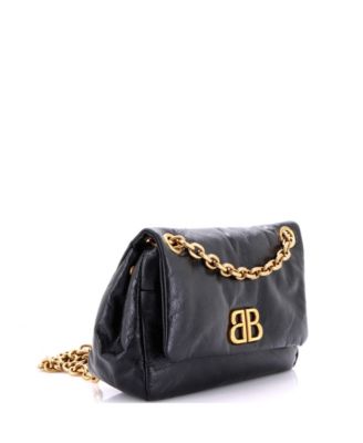 Mini Monaco Chain Flap Shoulder Bag Leather