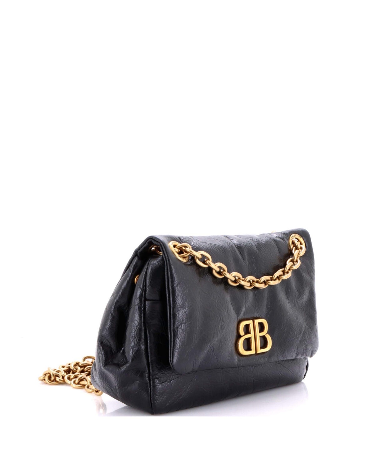 Pre-Owned Balenciaga Mini Monaco Chain Flap Shoulder Bag Leather
