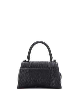 Small Hourglass Top Handle Bag Embossed Leather