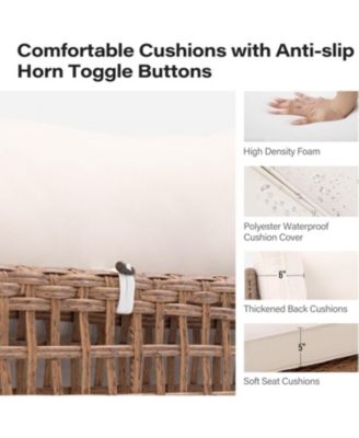 2 Pieces Outdoor Sectional Sofa Set  All-Weather PE Wicker Rattan Patio Conversation Set with Thick Cushions & Coffee Table