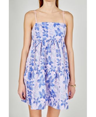 Women's Metallic Foral Jacquard Mini Dress