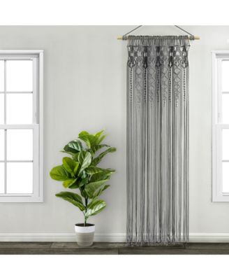 Boho Macrame Textured Cotton Window Curtain Panel Single 40"W x 95"L Macrame Curtains For Windows, Room Divider, Boho Wall Decor