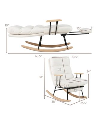 Nursery Rocking Chair with Teddy Velvet Upholstery