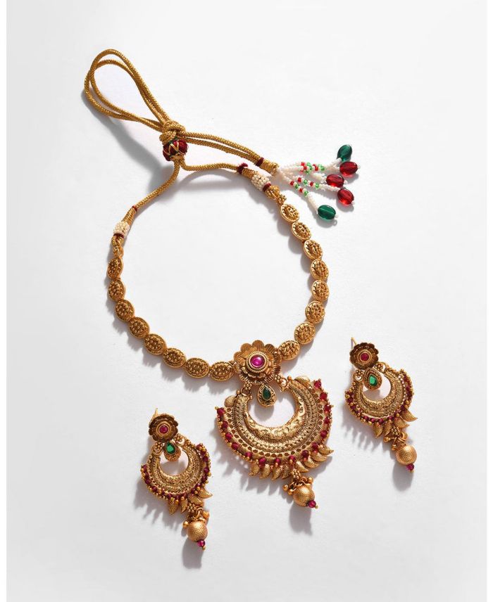 SOHI Gold-Plated Contemporary Jewellery Set
