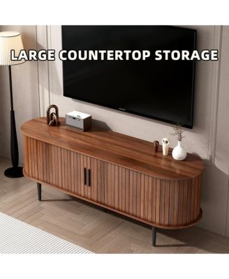 55 Inches Modern TV Stand with Storage Compartment and Sliding Door