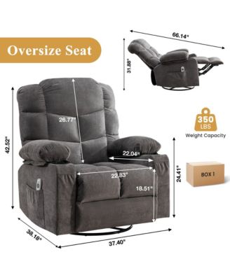 Oversized Massage Swivel Recliner Chair with Lumbar Heating for Living Room Rocker Recliner with Cup Holders and USB Charge