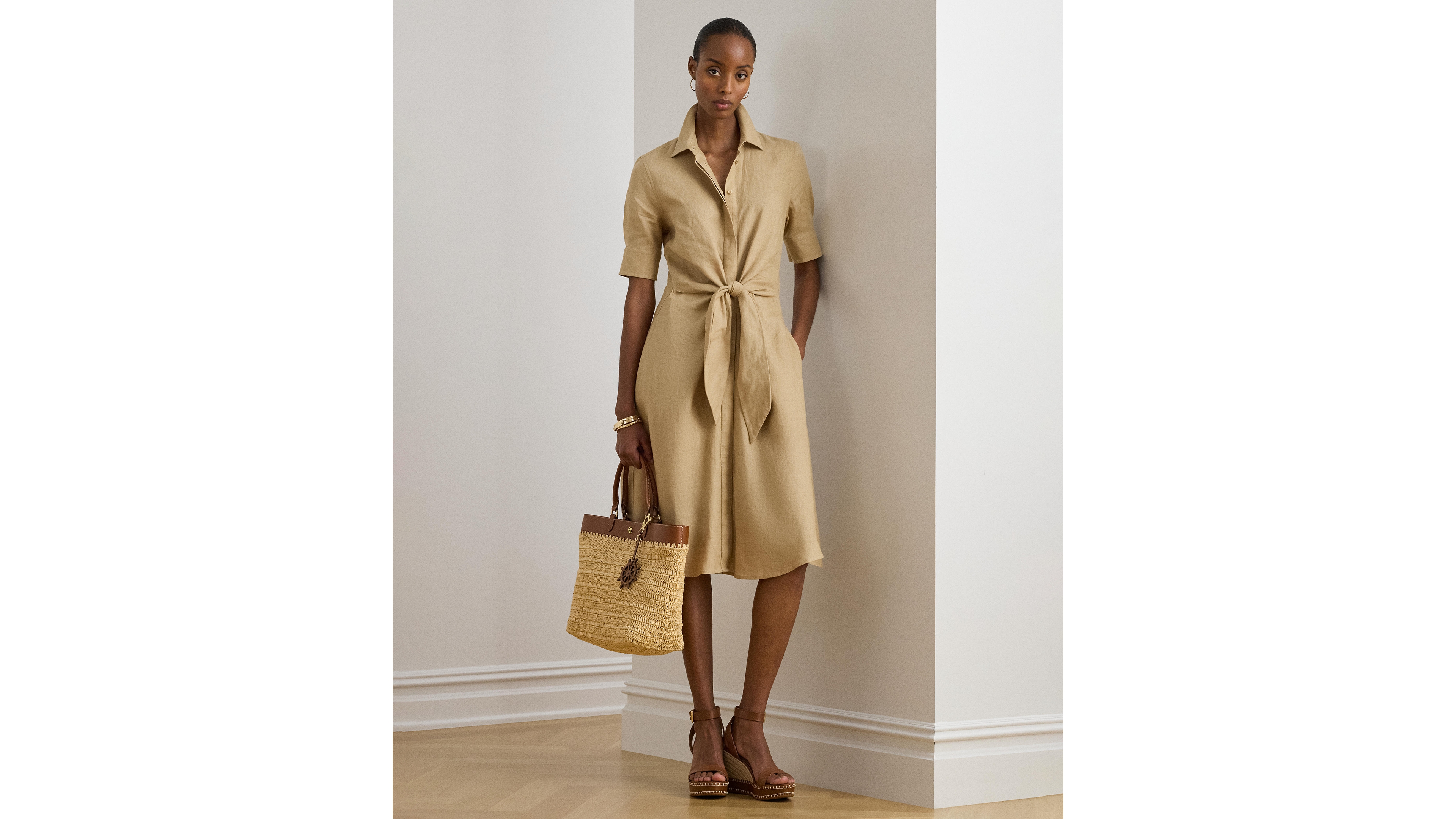 Lauren Ralph Women's Linen Shirtdress