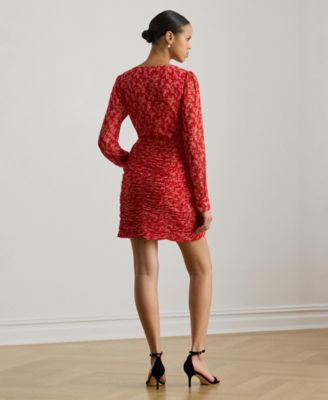 Women's Floral Faux Wrap V-Neck Dress