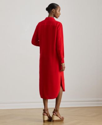 Women's Long-Sleeve Spread Collar Shirt Dress