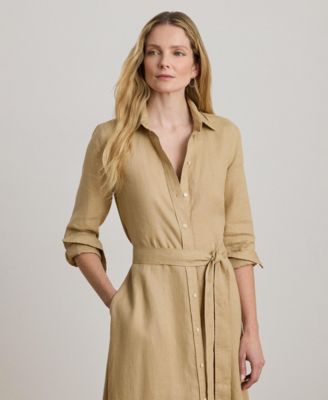 Women's Belted Collared Shirt Dress