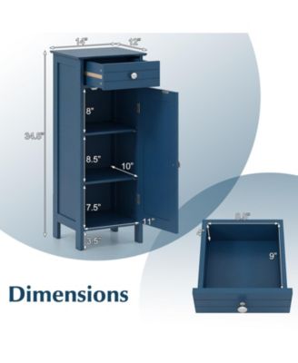 Wood Freestanding Floor Storage Cabinet with Drawer and Shelf