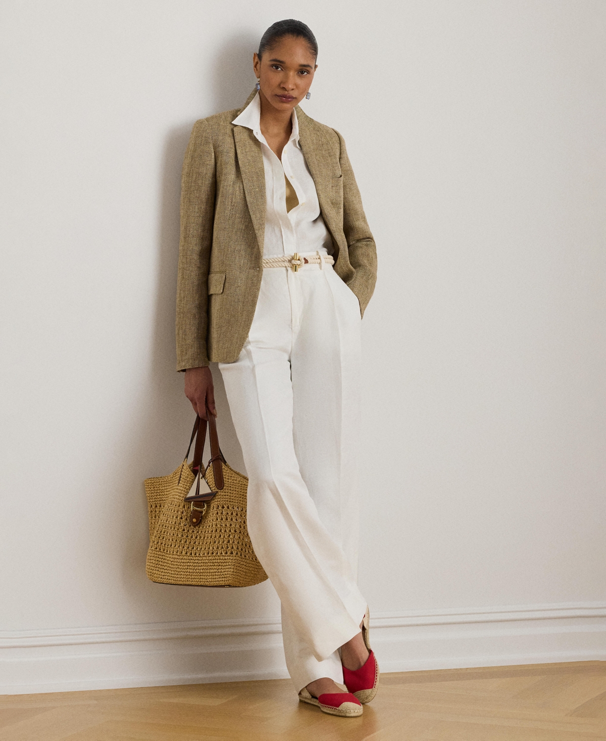 Lauren Ralph Women's Herringbone Long-Sleeve Blazer