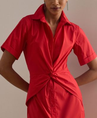 Women's Twist-Front Collared Shirt Dress