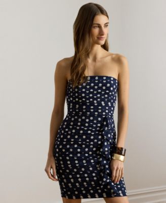 Women's Polka-Dot Ruched Cocktail Dress
