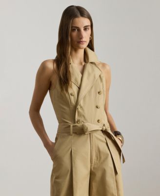 Women's Belted Notch Lapel Jumpsuit