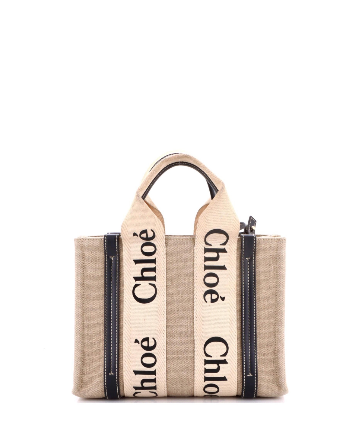 Pre-Owned Chloe Small Woody Convertible Tote Canvas with Leather