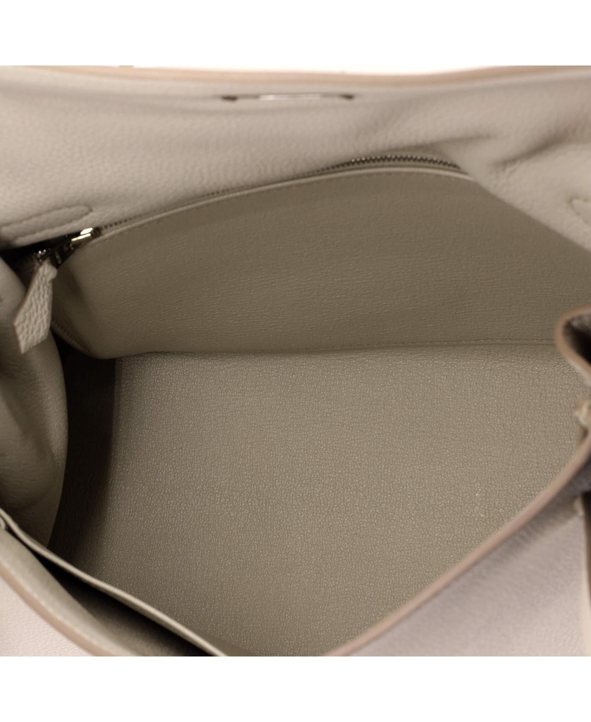 Pre-Owned HERMES Kelly 28 Handbag Light Togo with Palladium Hardware