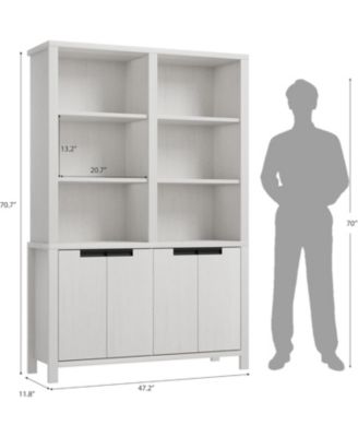 Tall Bookshelf with Double Storage, 6-Tier Large Bookshelf, Double Wide Bookshelves w/ 12 Cubbies, Wide Freestanding Bookcases for Livingroom
