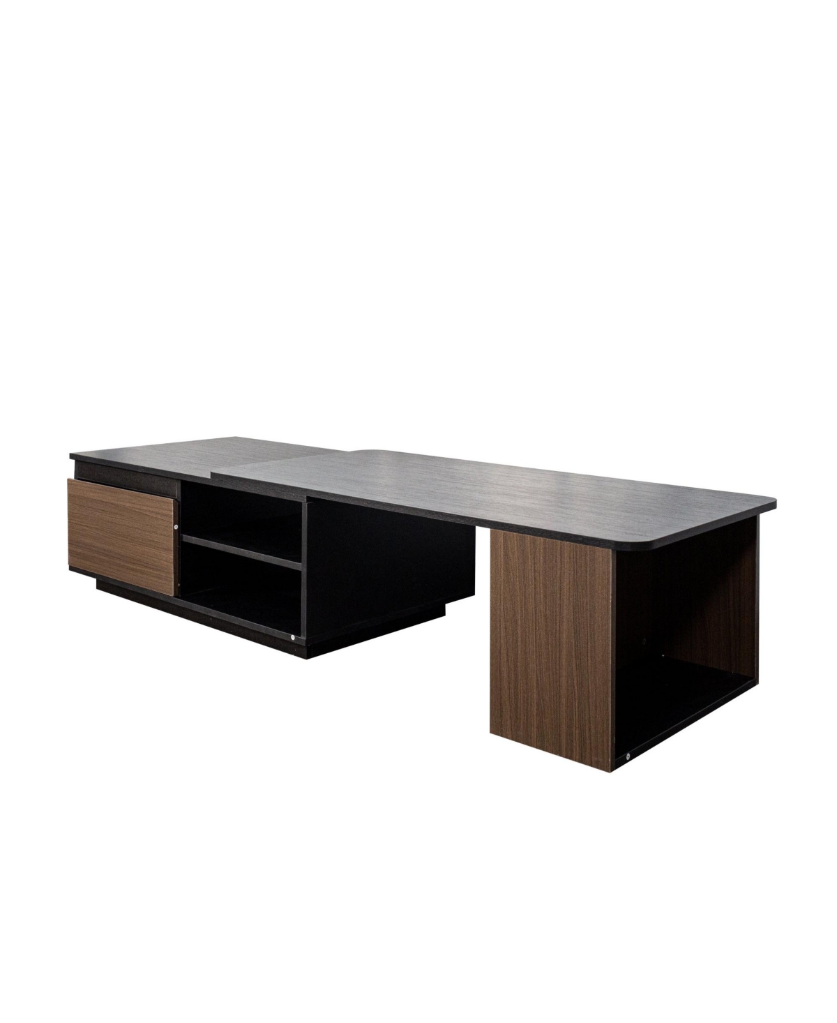 Boyel Living Extendable Coffee Table with Adjustable Length and Storage Drawers - Walnut