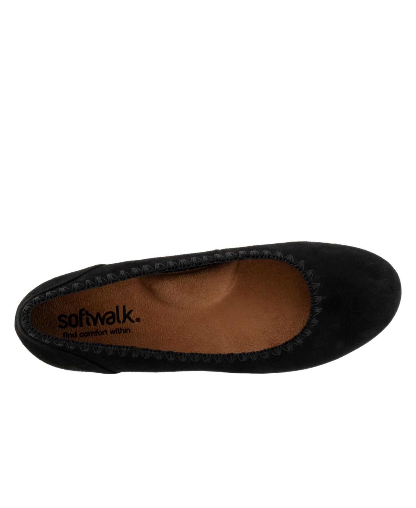 Женские балетки SoftWalk Sonoma Embroidery Flat, цвет: Чёрный замшевый — фото 4