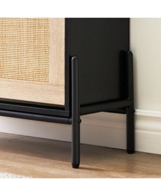 Shoe Cabinet Shoe Cabinet with 4 Rattan Flaps Shoe Cabinet Shoe Rack Narrow with 8 Shelves Metal Legs