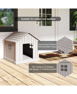 38 inch pointed dog house Spacious Indoor Outdoor Shelter with Removable Roof
