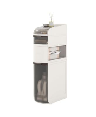 Space-Saving 4-Tier Bathroom Storage Cabinet with Drawers and Tissue Box