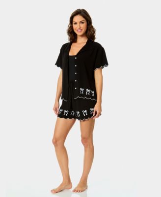 Women's Scalloped Embroidery Cover-Up Shirt