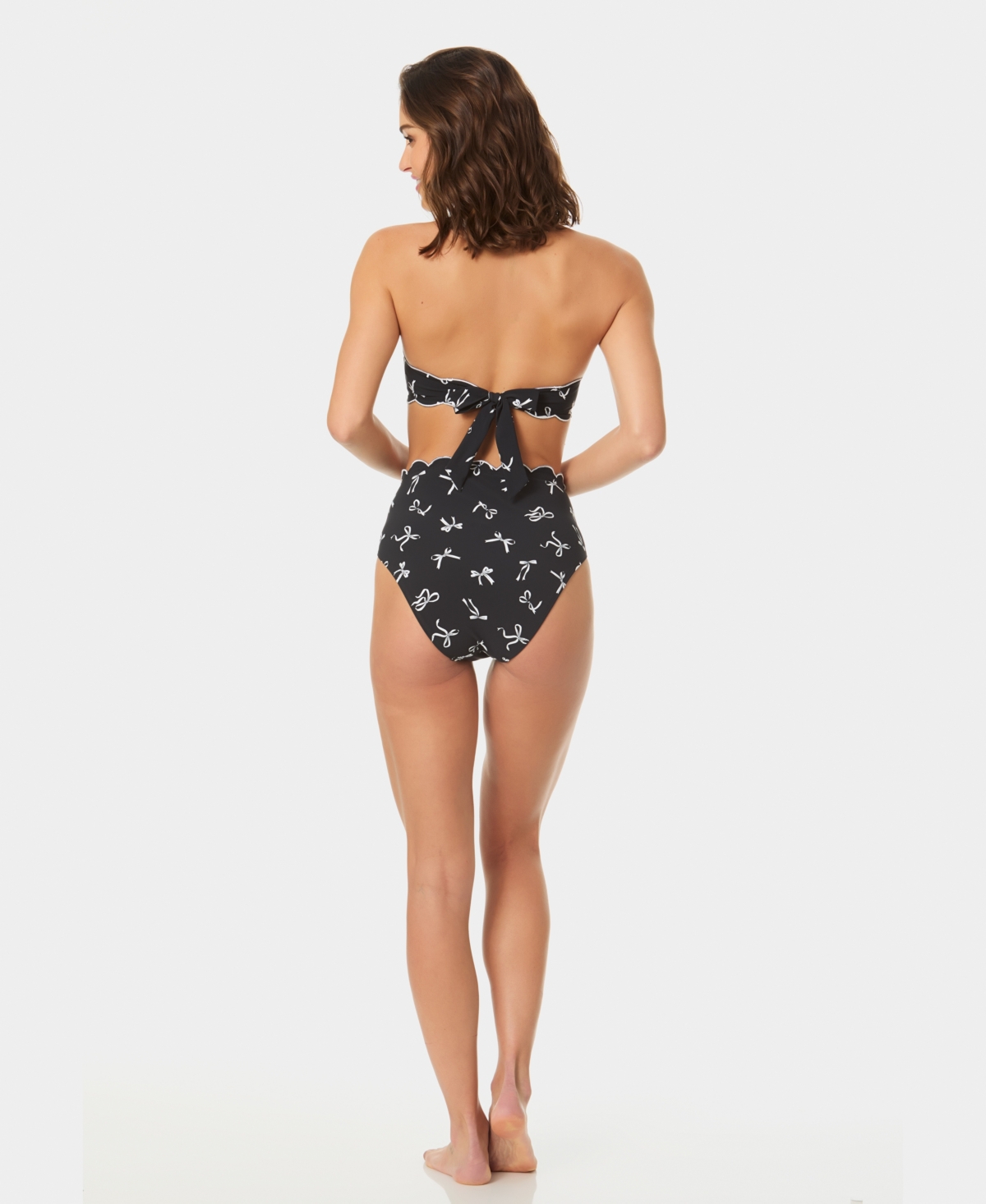 CeCe Women's Scallop Contrast Bandeau Bikini Top