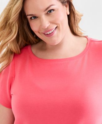 Plus Size Lux Soft French Terry Raw-Hem Top