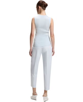 BOSS by Women's Mock Neckline Ribbed-Knit Top