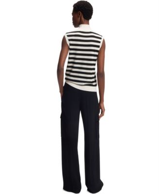 BOSS by Women's Merino Wool Sleeveless Mock Neck Top