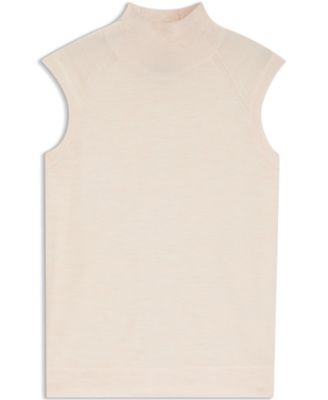 BOSS by Women's Merino Wool Sleeveless Mock Neck Top