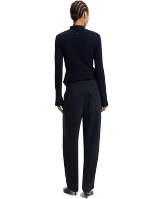 BOSS by Women's Wrinkle-Resistant Crepe Relaxed-Fit Pants