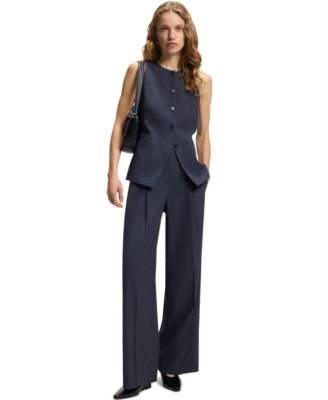 BOSS by Women's Virgin Wool Regular-Fit Pants