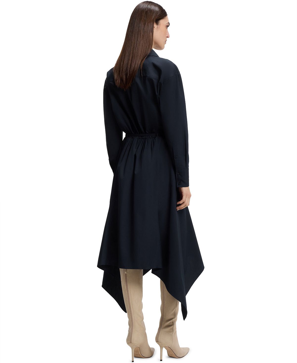 BOSS by Hugo Boss Women's Cotton Poplin Belted Shirt Dress view 4 — MAYCSS fashion products