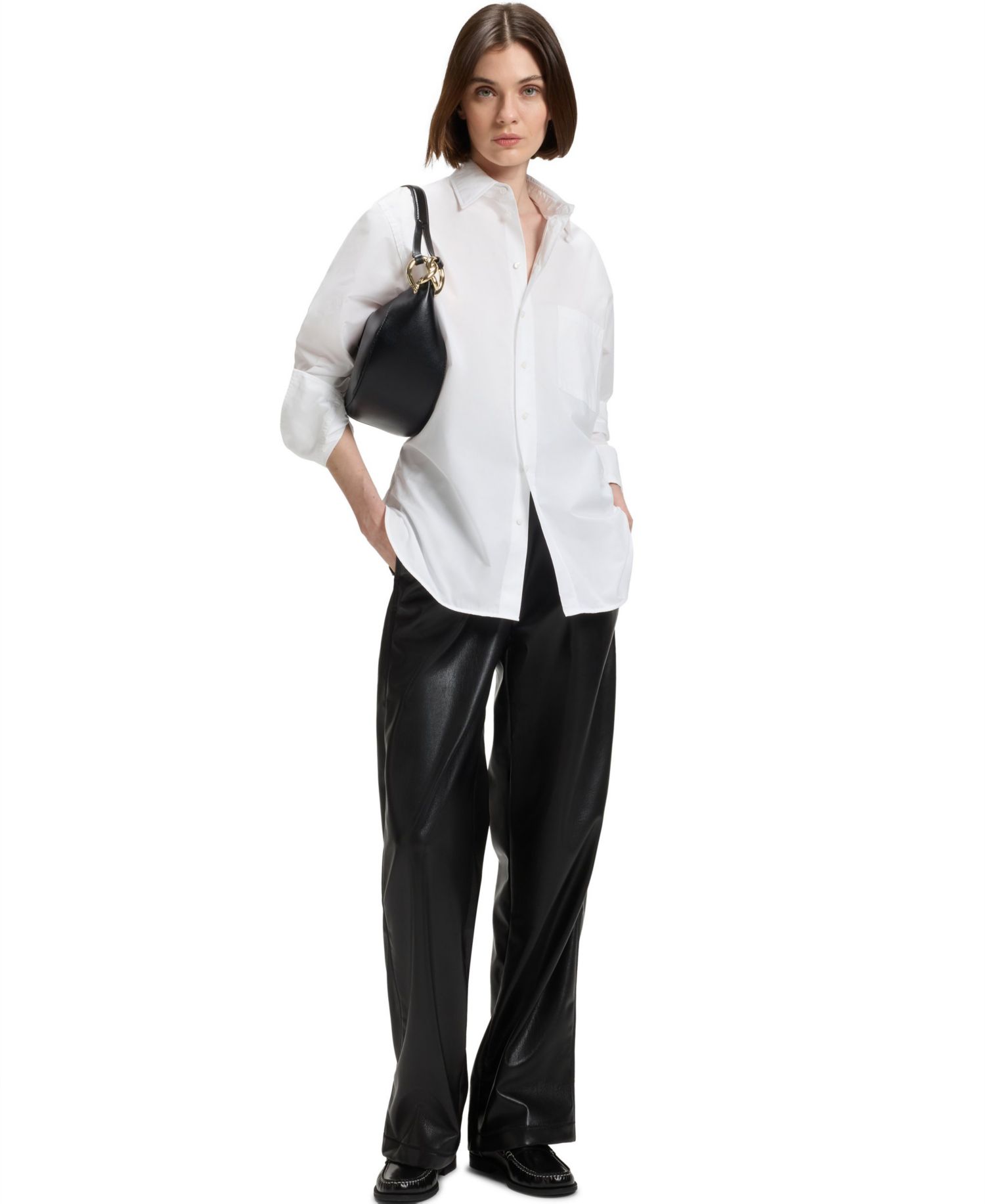 BOSS by Women's Cotton Oversized-Fit Blouse