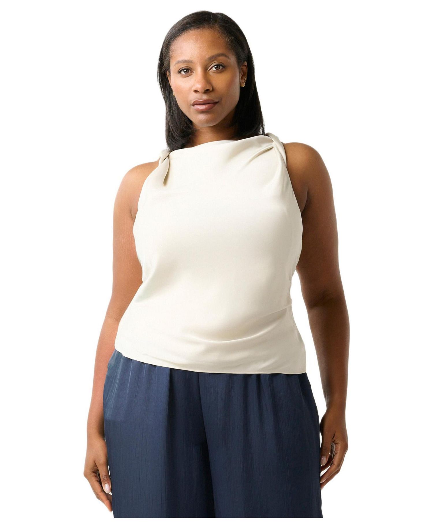 Plus Size Tahni Cowl Neck Satin Tank Top