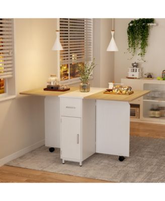 Folding Dining Table with Drawers and Cabinets