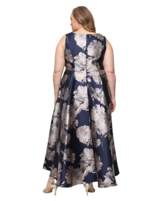 Plus Size High-Low Hem V-Neck Ball Gown