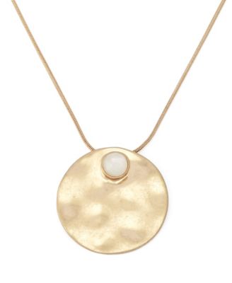 Mother of Pearl Turquoise Disc Pendant Necklace