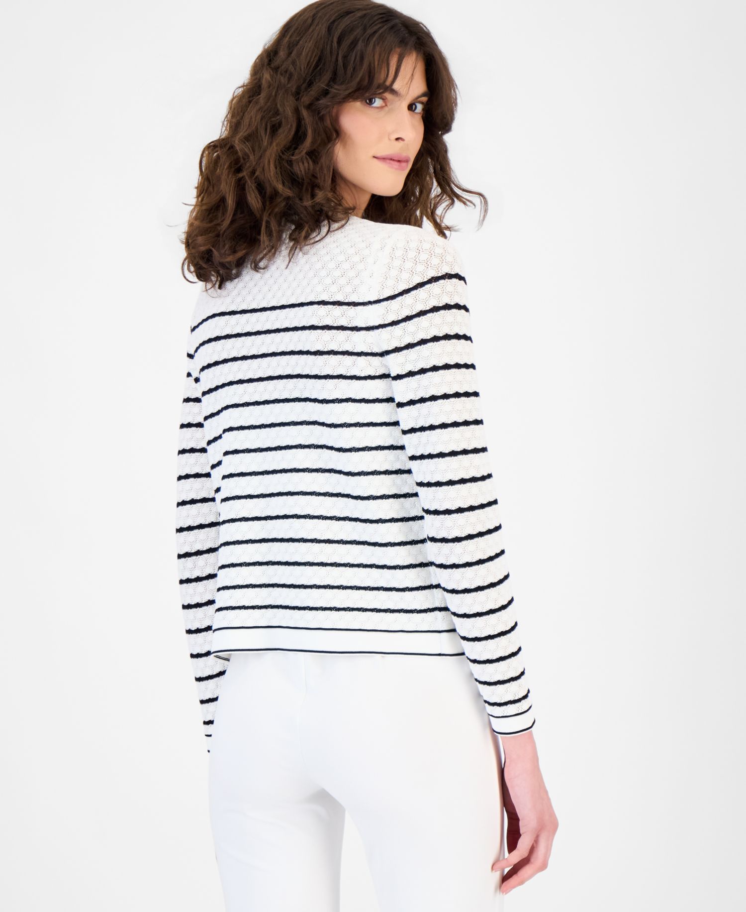 Women's Stitch Stripe Button-Front Cardigan