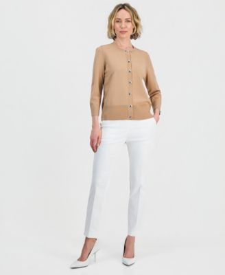 Women's 3/4-Sleeve Crewneck Cardigan