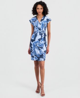 Women's Printed Wrap Sheath Dress