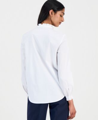Women's Ruffle-Trim Button-Front Shirt